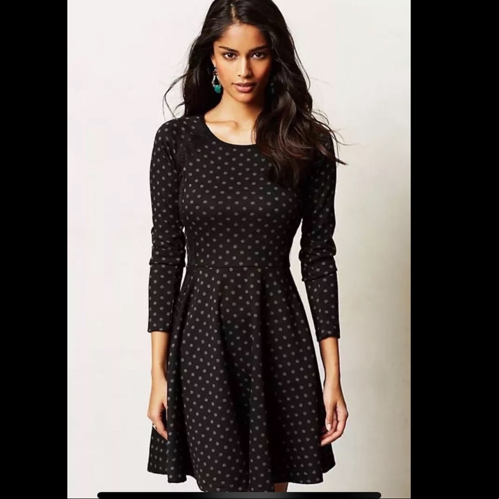 Anthropologie Weston Wear M Dress Black Polka Dot